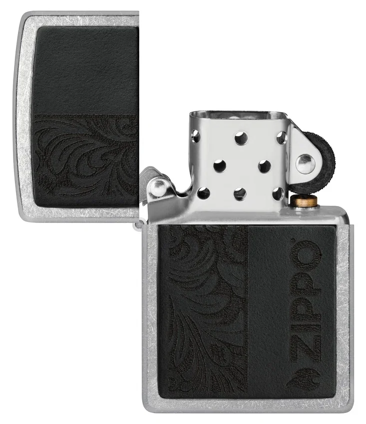 Emblema de cuero negro – Diseño zippo Emblema de cuero negro – Diseño zippo