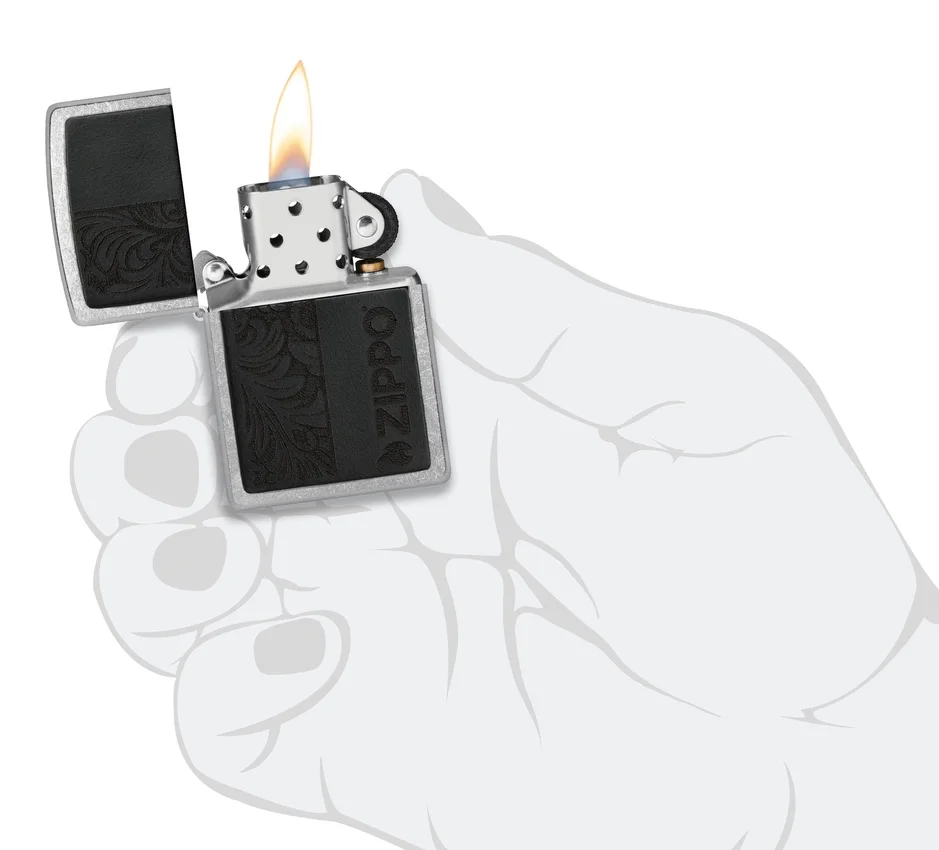 Emblema de cuero negro – Diseño zippo Emblema de cuero negro – Diseño zippo