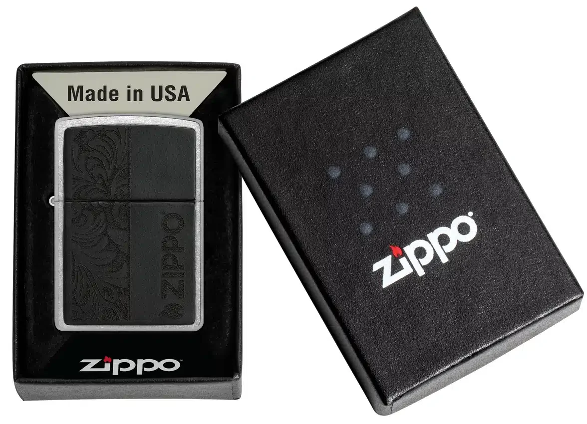Emblema de cuero negro – Diseño zippo Emblema de cuero negro – Diseño zippo