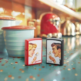 Juego de encendedores con anuncios Vintage
