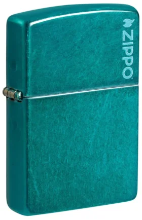Logotipo Classic de Zippo en color verde azulado caramelo