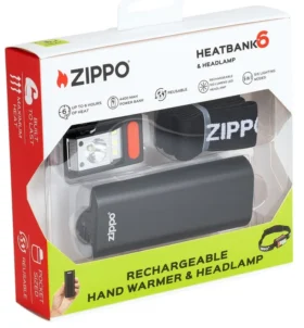 Set de regalo HeatBank® 6: Calientamanos recargables y linterna frontal, color negro