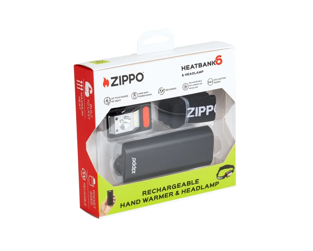 Set de regalo HeatBank® 6: Calientamanos recargables y linterna frontal, color negro Set de regalo HeatBank® 6: Calientamanos recargables y linterna frontal, color negro