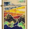 Slim® High Polish Brass con lobo aullando Slim® High Polish Brass con lobo aullando